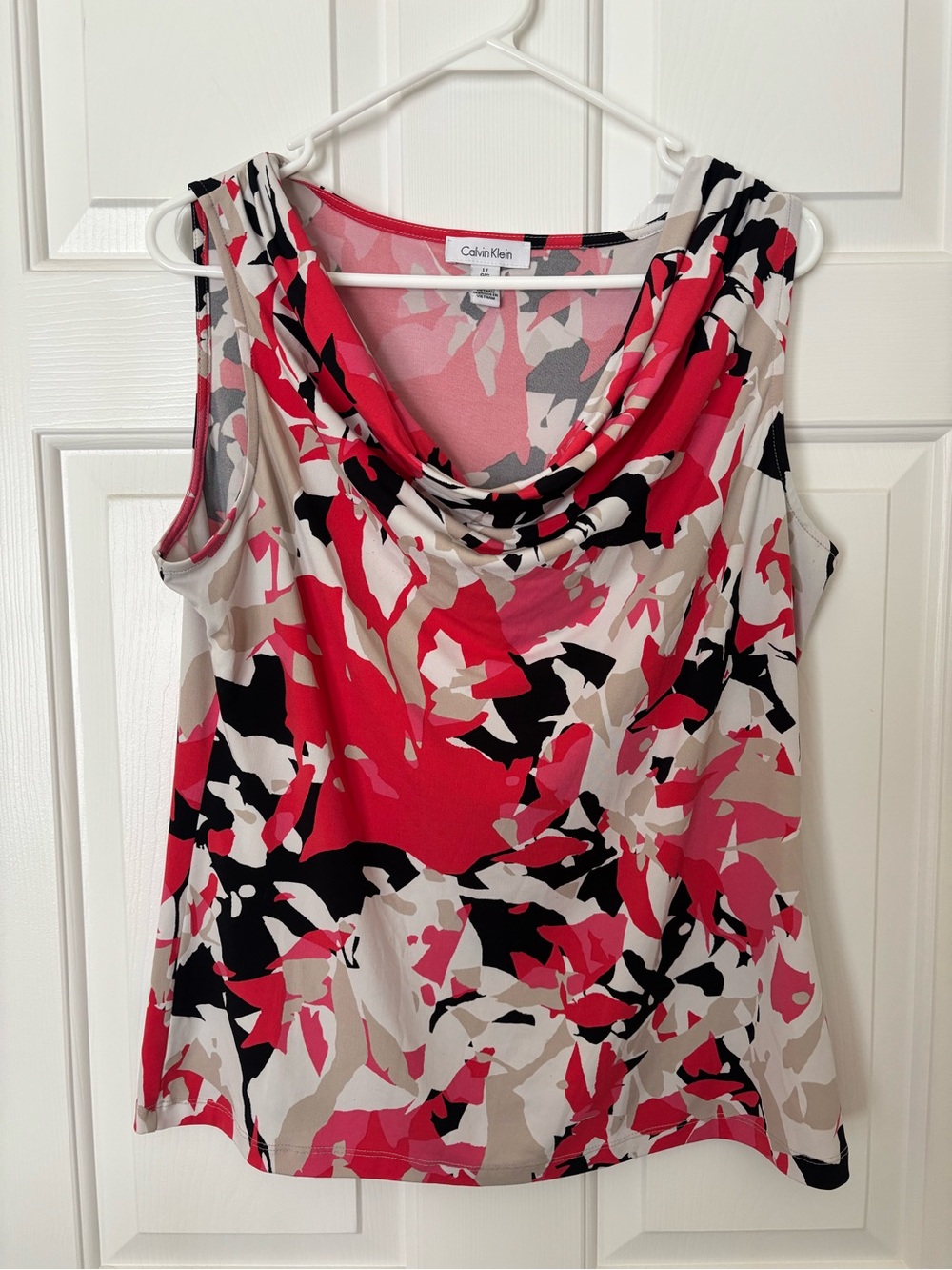 🎆5 for $25 Calvin Klein Red & Beige Cowl Neck Sleeveless Top Large